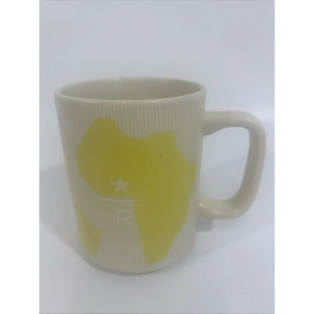 2018 STARBUCKS Reserve Cream Yellow African Map Mug 12 oz‎